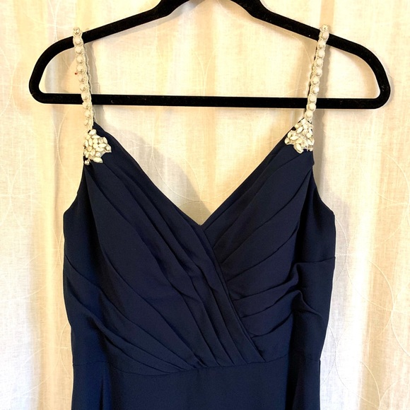 Hayley Paige navy gown with beaded straps - Picture 4 of 6